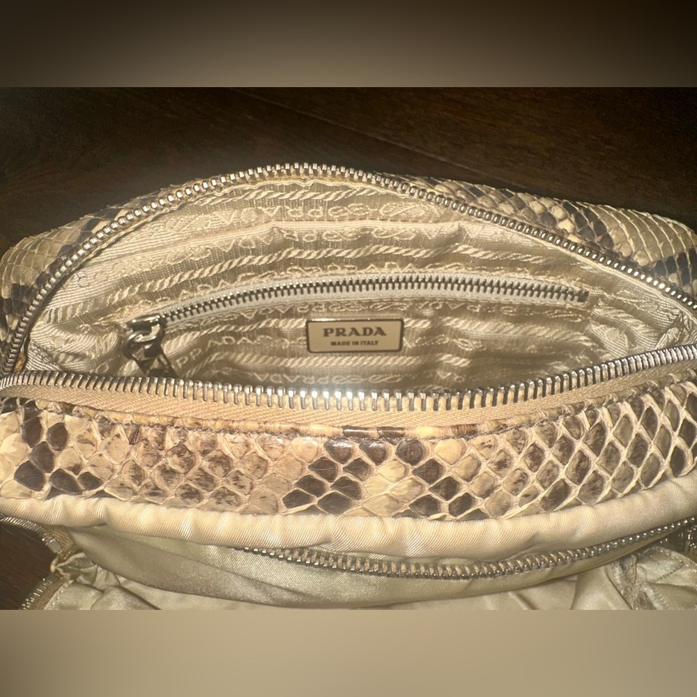 Prada Python Trimmed Tan Purse - image 5